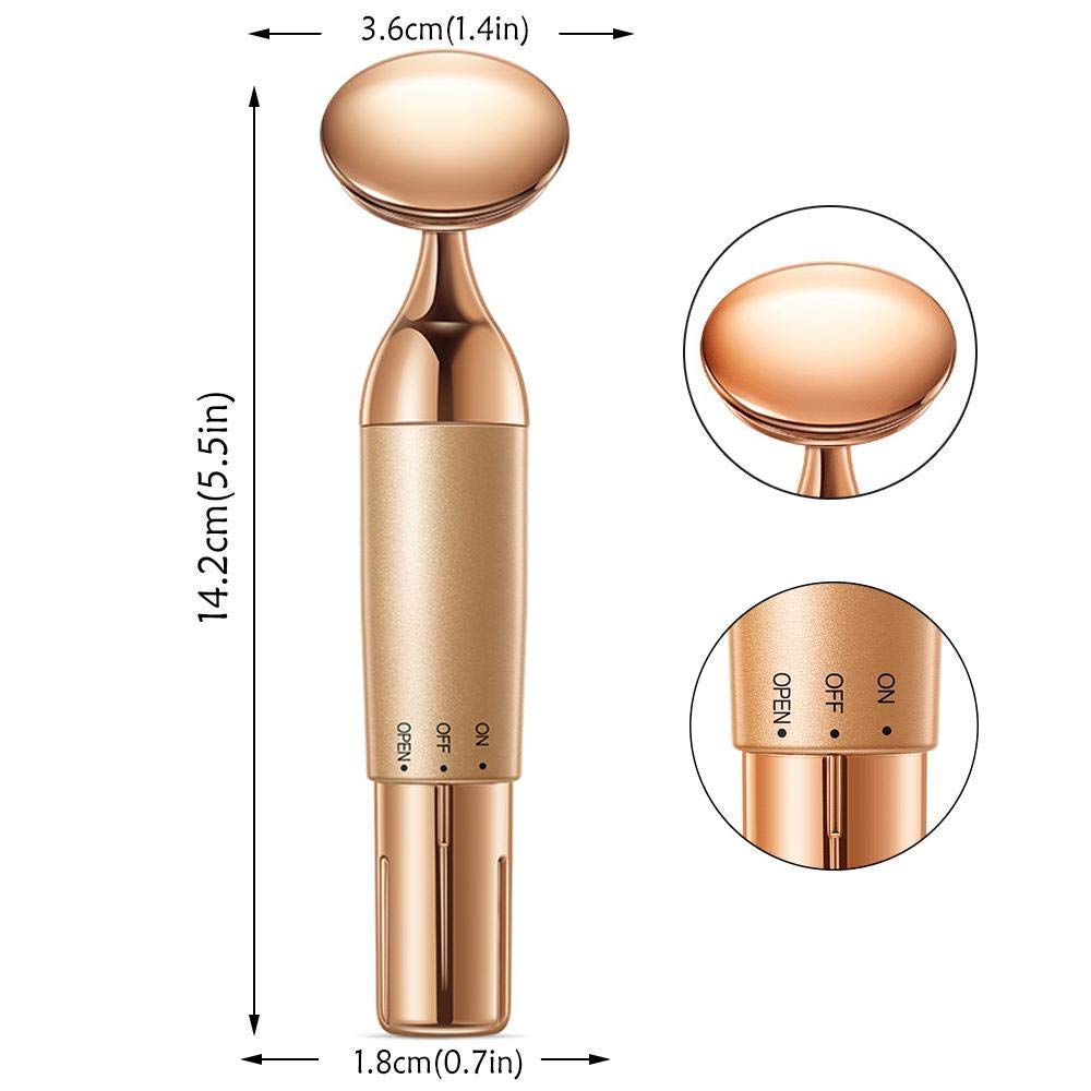 Smooth Face And Eye Massager Electric Roller Massager For Face Nose With Vibration Gold Facial Roller Anti-Aging, Anti-Wrinkles,Skin Tightening Dark Circles Removal Tool