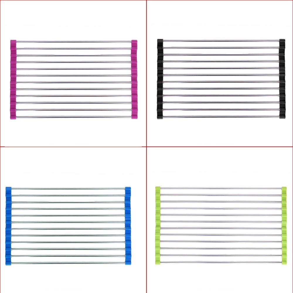 Drain Folding Holder Steel Sink Folding Fruit Vegetable Drying Drain Rack Dish Drying Rack Roll Up Over Sink Rack Kitchen Foldable Drying Drainer