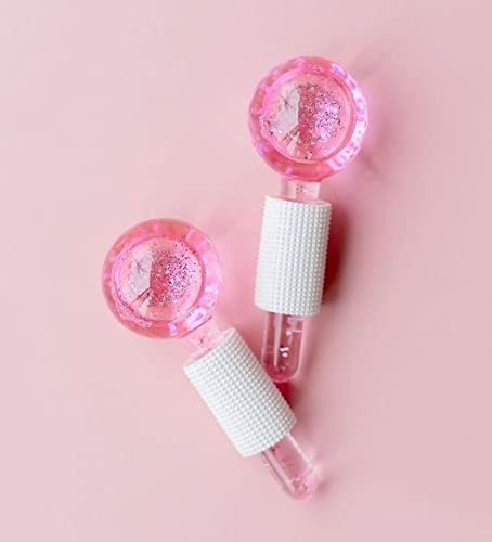 Ice Roller Globes Facial Roller Cold Skin Massagers Crystal Glass Ball for Redness Soothing Face Wrinkle Remover Beauty Care Tool (1 Pair)