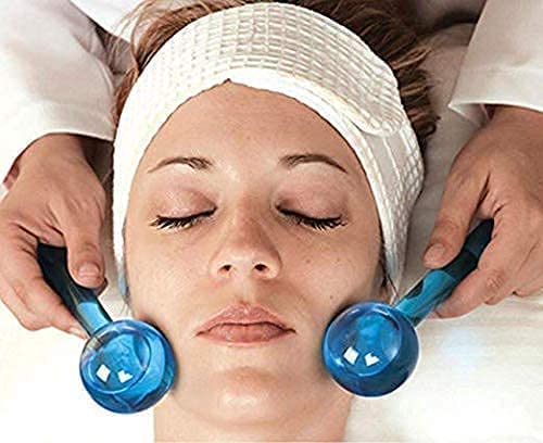 Ice Roller Globes Facial Roller Cold Skin Massagers Crystal Glass Ball for Redness Soothing Face Wrinkle Remover Beauty Care Tool (1 Pair)