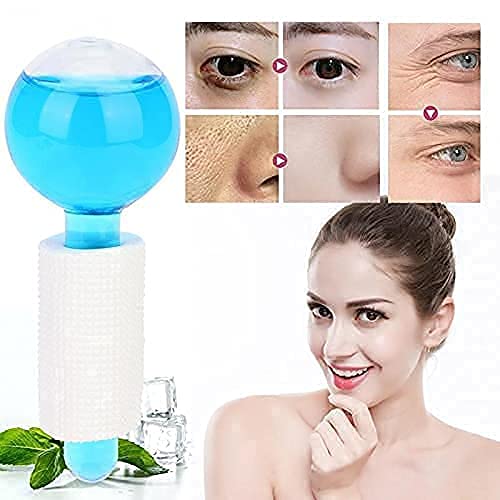 Ice Roller Globes Facial Roller Cold Skin Massagers Crystal Glass Ball for Redness Soothing Face Wrinkle Remover Beauty Care Tool (1 Pair)