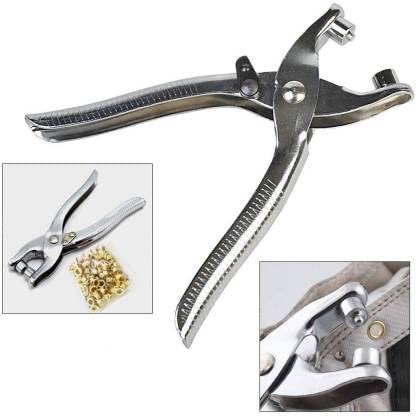 Rivet Setter Punch Pliers Belt Holes Eyelet Setting Tool with 100 pcs Easy Press Hollow Grommets Eyelet Setting Pliers