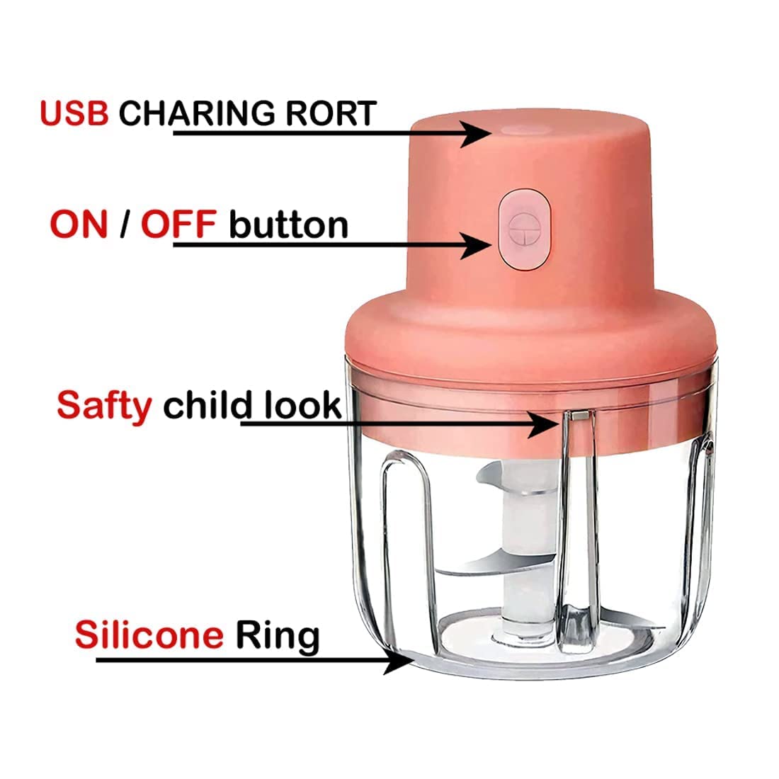 Electric Mini Garlic Chopper Mixer, Fruit Vegetable Cutter Usb Rechargeable Speedy Mini Chopper