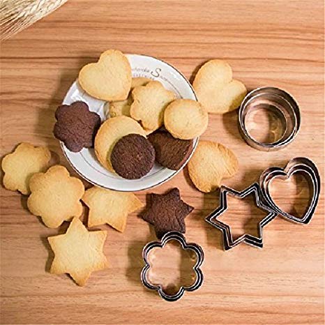 Cookie Cutter 20Pcs Set/Stainless Steel Heart Flower Round Star 4 Different Shapes Cookie Cutter Set Biscuit Mould, Fruit Cutters, Cake Pastry Mold for Kitchen Baking Tools Set
