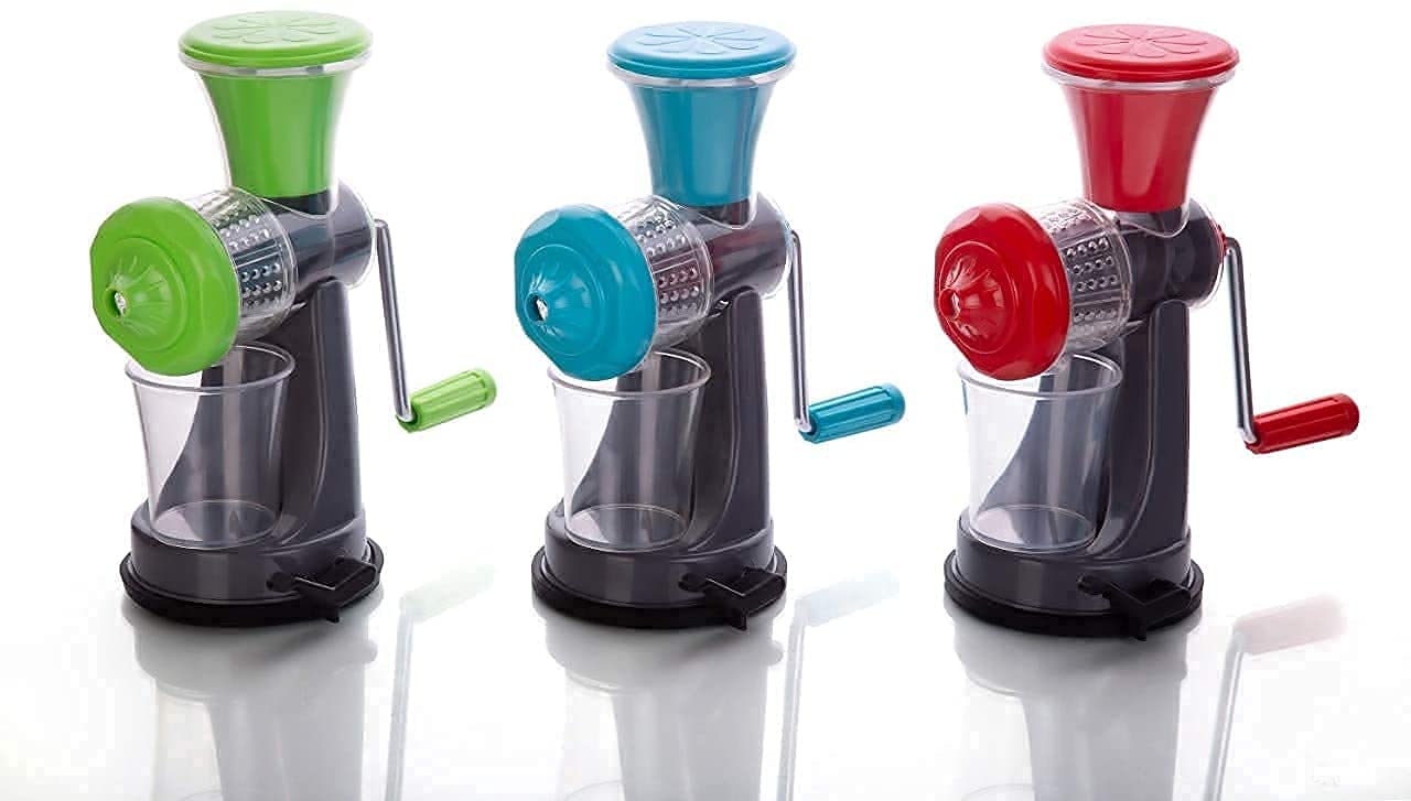 Mini Juicer Machine Plastic Portable Hand Juicer Machine, Fruit and Vegetable Manual Vacuum Locking System for Home and Kitchen n Travel