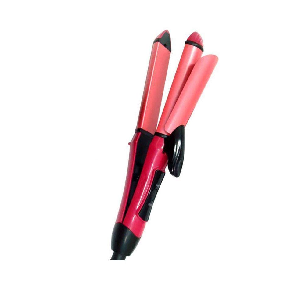 2 In 1 Hair Straightener And Curler, Professional use Women n Men with Ceramic Plate Straightener (Pink)