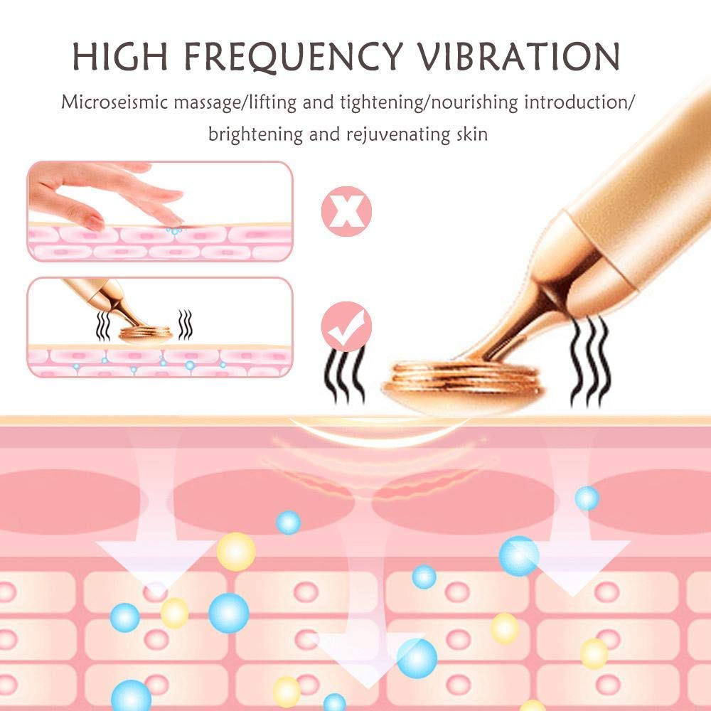 Smooth Face And Eye Massager Electric Roller Massager For Face Nose With Vibration Gold Facial Roller Anti-Aging, Anti-Wrinkles,Skin Tightening Dark Circles Removal Tool