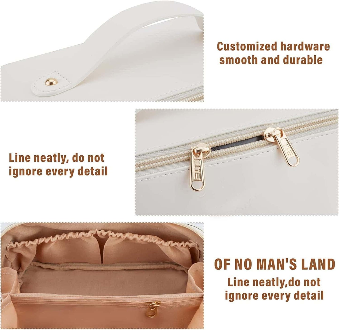 Portable Makeup Bag Large Capacity Storage Bag Travel PU Leather Waterproof Multi Functional Toiletry Bag Cosmetic Bag Dividers for Makeup Brushes Organizer