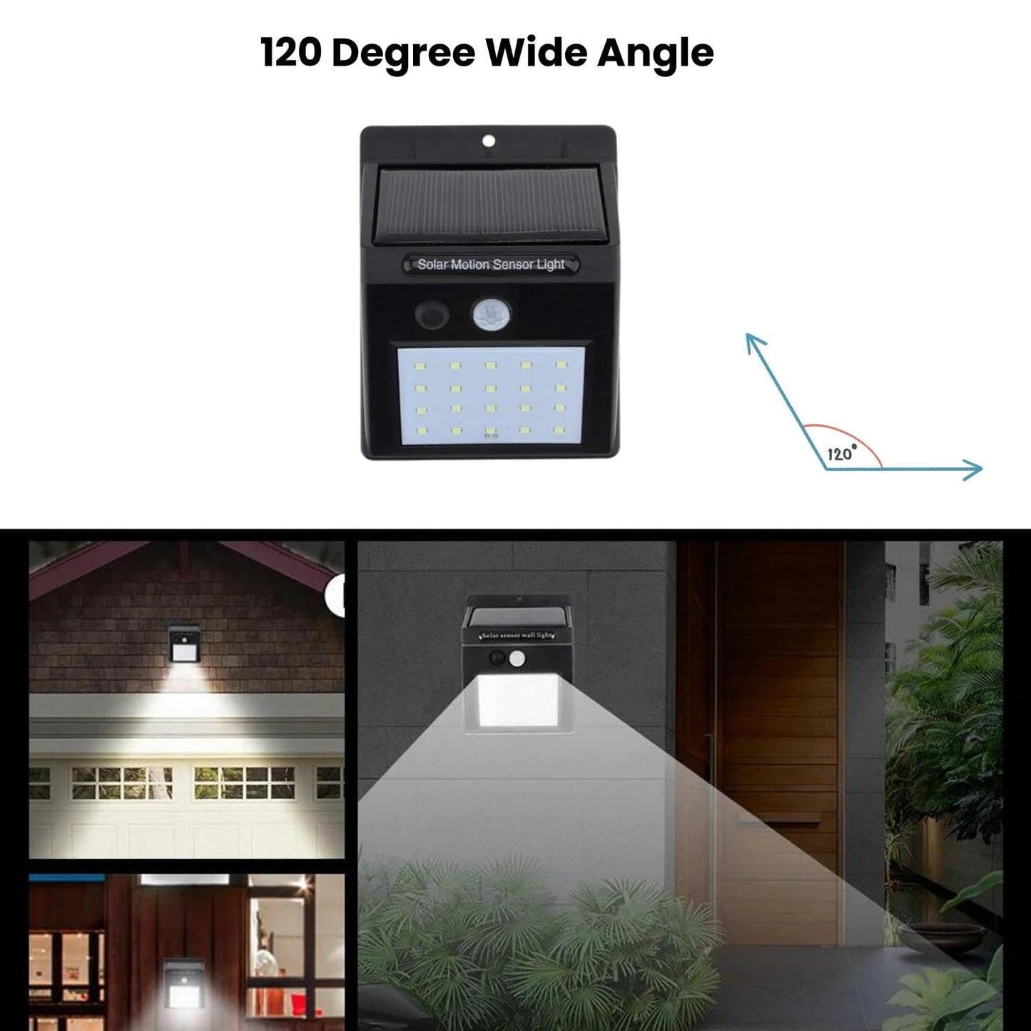 LED Solar Light Motion Sensor Solar Garden Lights Outdoor Waterproof, Automatic Solar Powered Wall Lights, Home Security Light for Balcony Terrace Compound Gate Backyard 20 LED