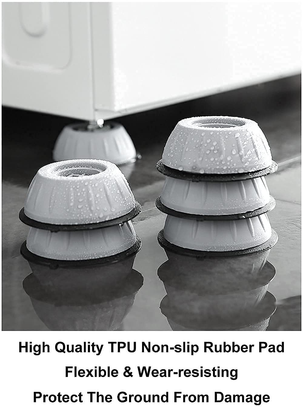 Anti Vibration Pads for Washing Machine Washing Machine Feet Pads Shock Absorber Noise Cancelling Washer Support, Heightening Pads with Suction 4Pcs Pack