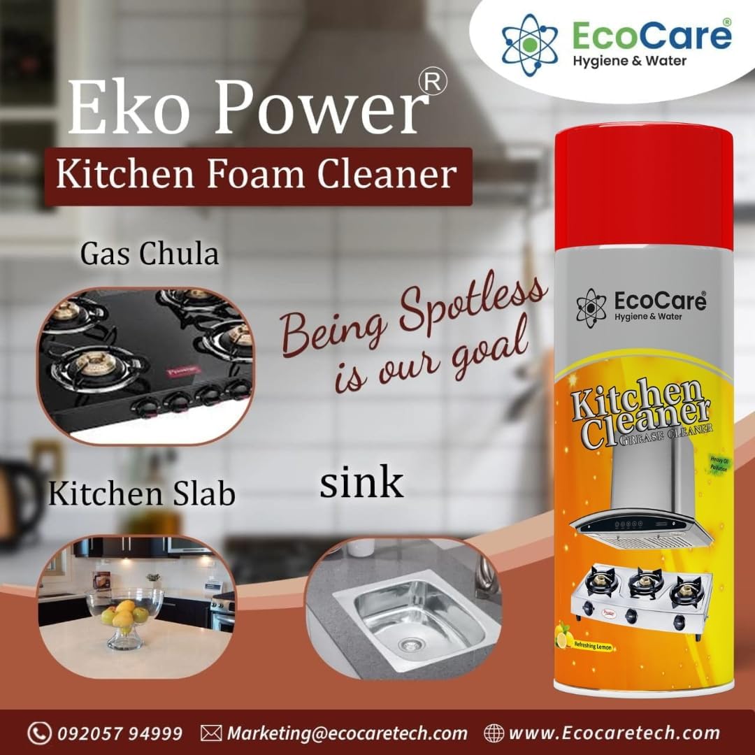 Kitchen Foam Cleaner Spray for All Kitchen Application, Removes Oil Grease n Tough Stains For Chimney, Oven, Gas Stove, Sink, Kitchen Slab n Cabinets 650ml