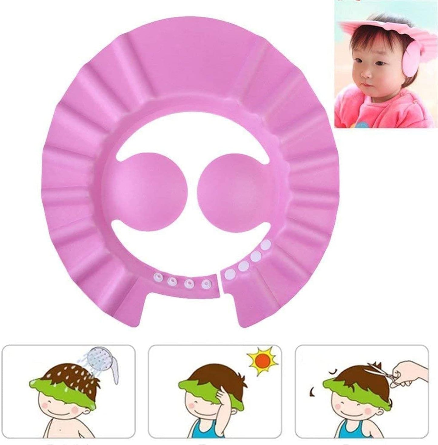 Eva Foam Soft Adjustable Bath Cap for Toddler/Baby/KidS Soft & Flexible Material Pack of 3