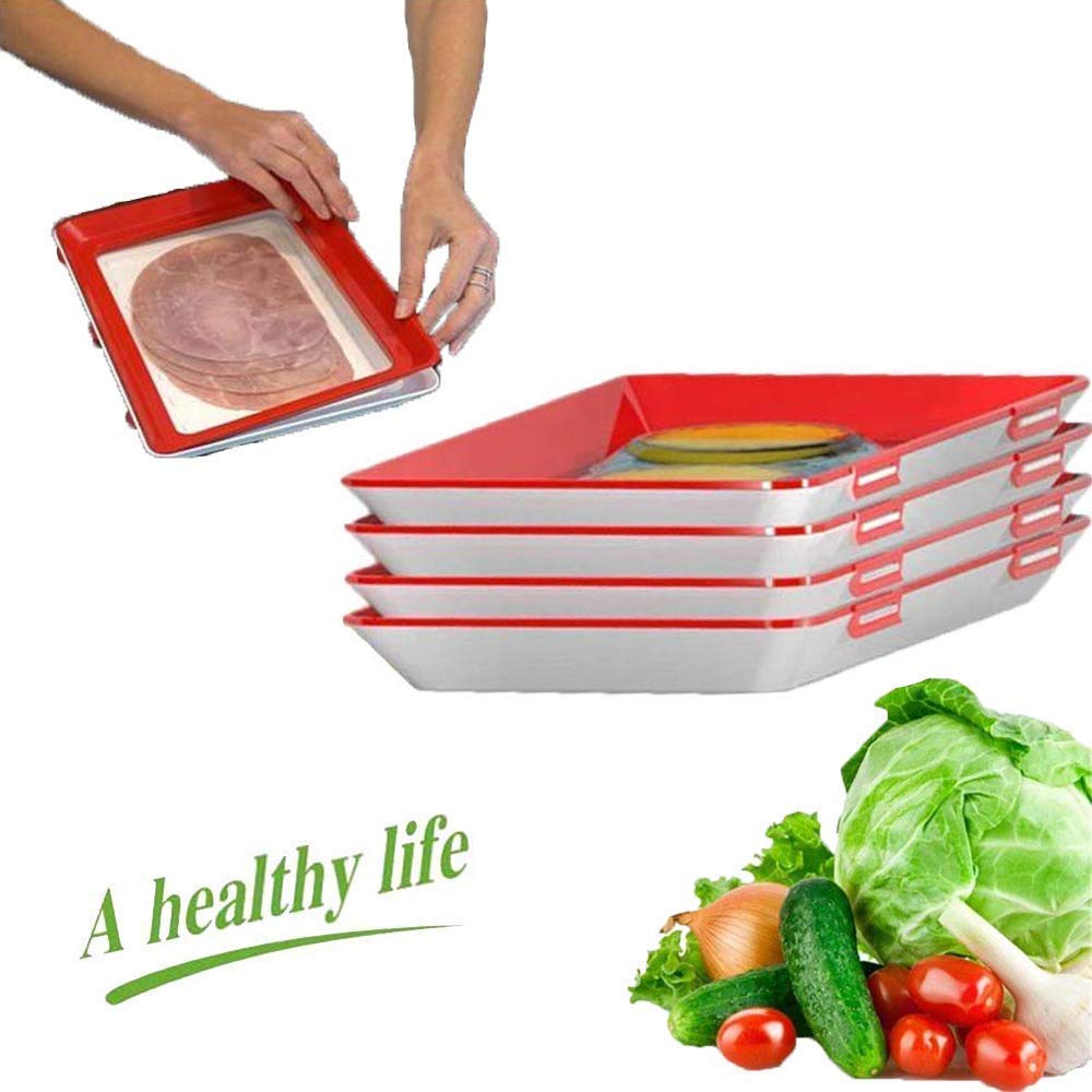 Food Preservation Clever Tray Healthy Food Storage Containers Environmental Elastic Food Vacuum Preservation Tray for Long Food Freshness Preservation