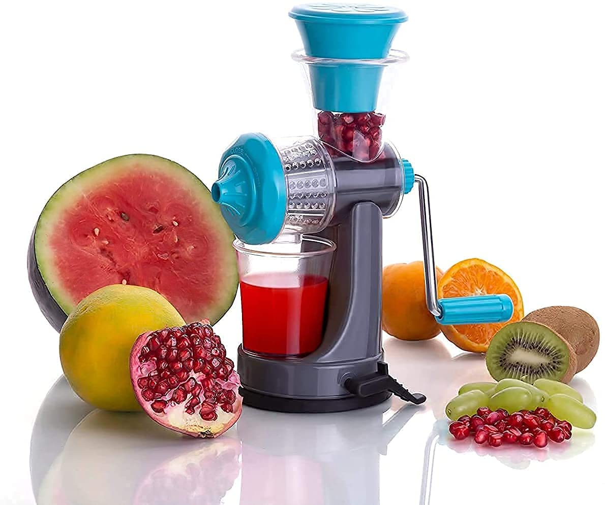 Mini Juicer Machine Plastic Portable Hand Juicer Machine, Fruit and Vegetable Manual Vacuum Locking System for Home and Kitchen n Travel