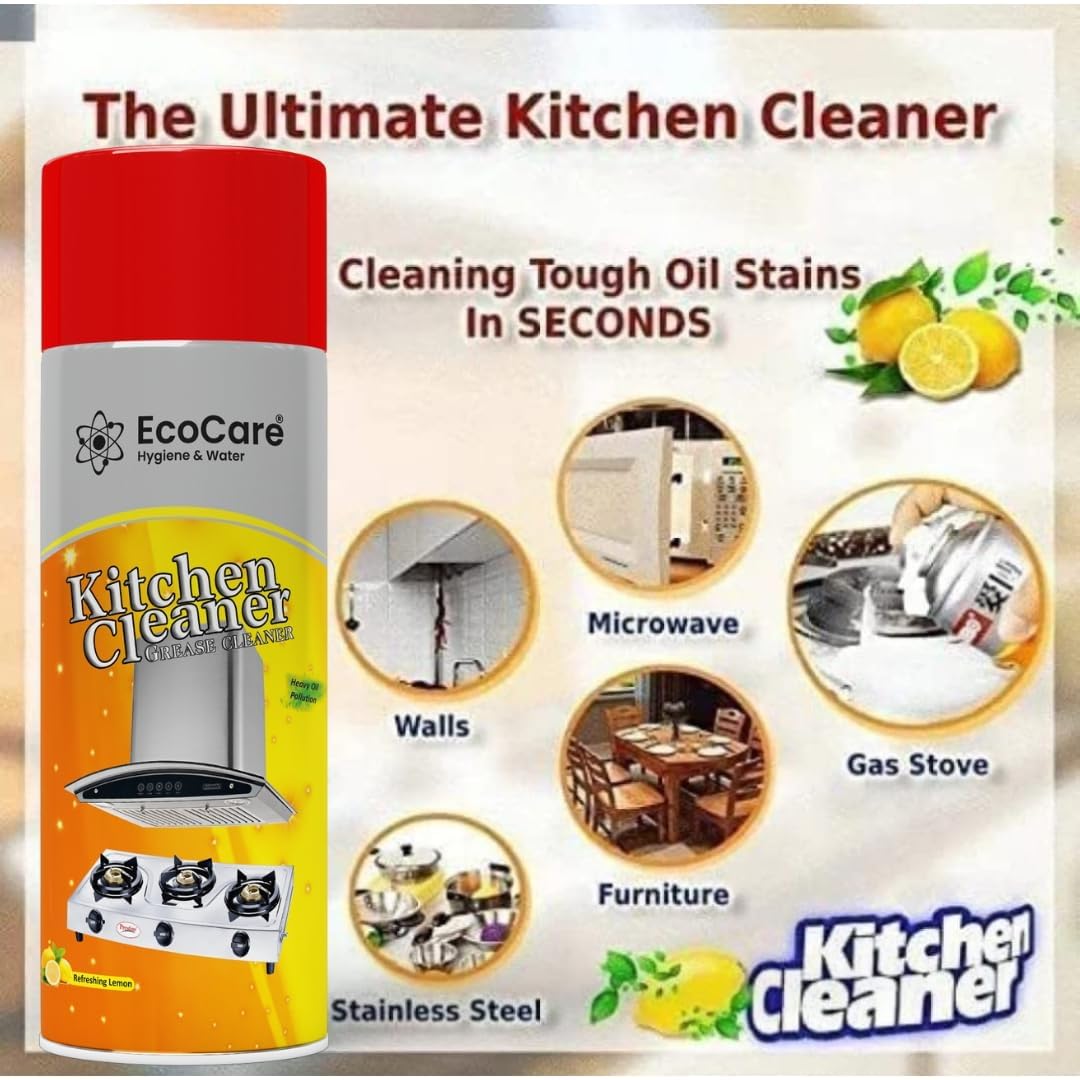 Kitchen Foam Cleaner Spray for All Kitchen Application, Removes Oil Grease n Tough Stains For Chimney, Oven, Gas Stove, Sink, Kitchen Slab n Cabinets 650ml