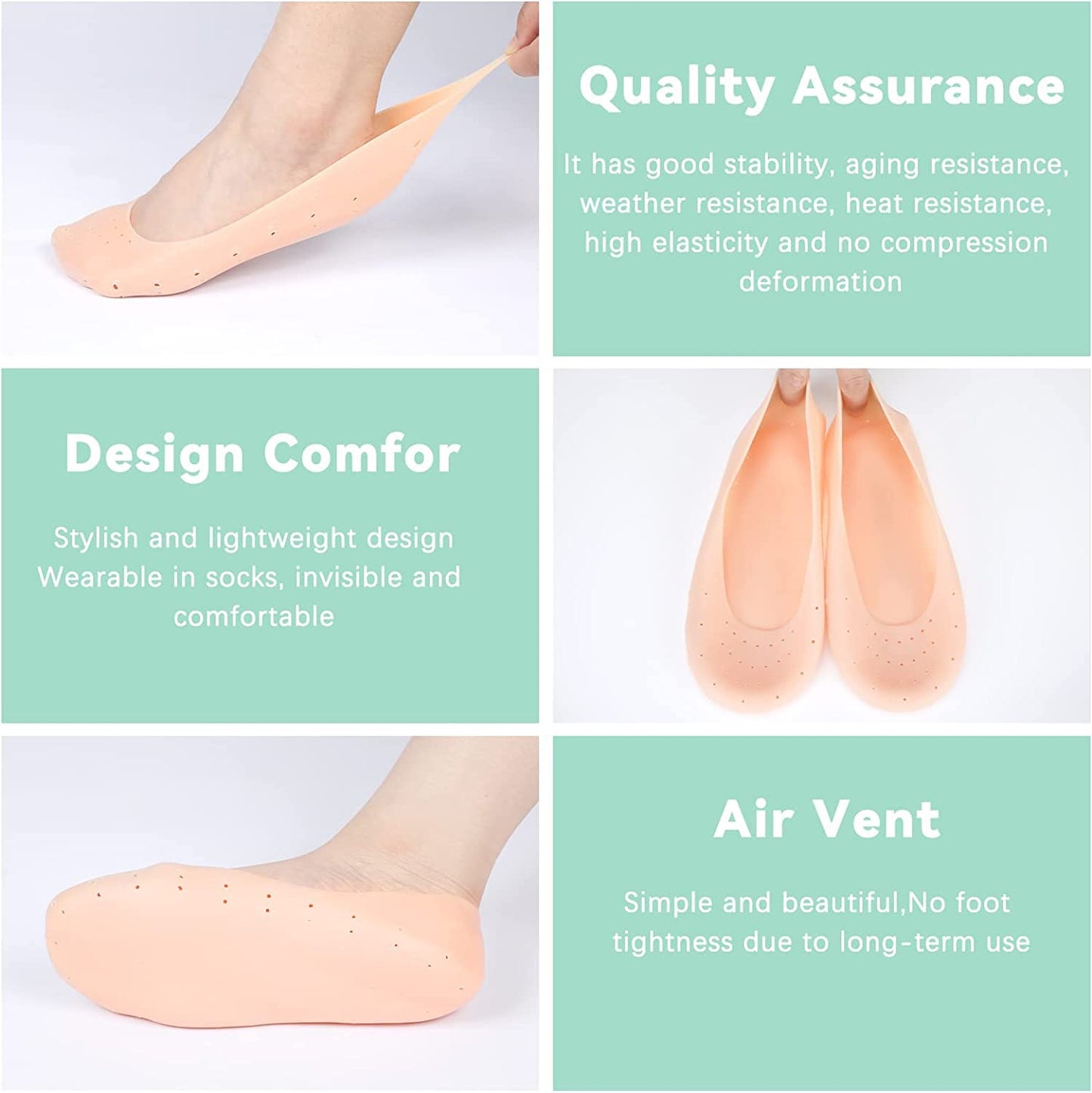 3 Set Combo of Silicone Gel Heel Pad Socks for Heel Swelling Pain Relief, Anti Crack Dry Hard Cracked Heels Repair Cream Foot Care Ankle Support Cushion for Men And Women (Full Heel Socks)
