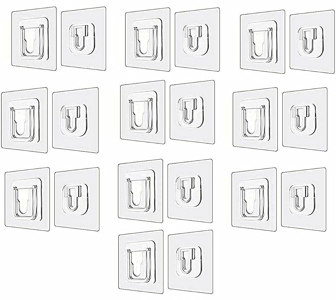Self Adhesive Male Female Wall 10KG Max Plastic Magic Sticker Hooks for Hanging Hanging Mobile Case Spike Guards Toilet Brush Photo Frames Bathroom Kitchen Accessories (Pack of 6 Set)