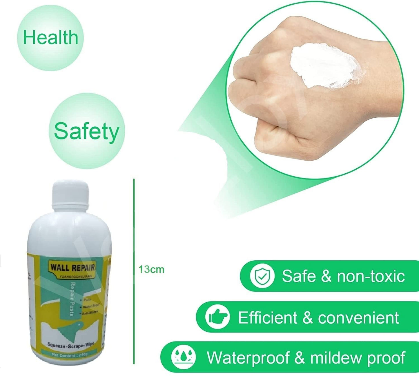 Wall Repair Paste Paint Wall Putty Paste Crack Filler for Walls and Joints Wall Mending Agent Wall Crack Repair Paste Waterproof Wall Hole Filler (250gm, White)