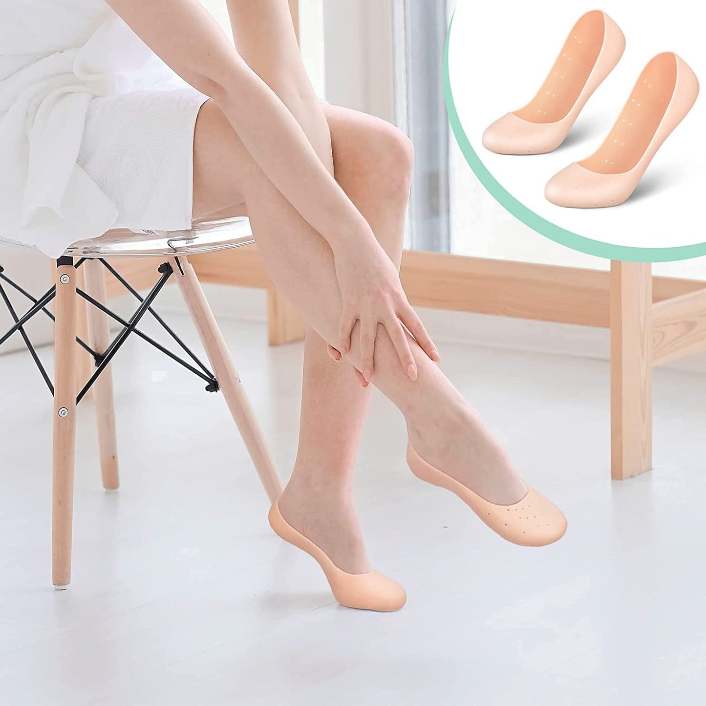 3 Set Combo of Silicone Gel Heel Pad Socks for Heel Swelling Pain Relief, Anti Crack Dry Hard Cracked Heels Repair Cream Foot Care Ankle Support Cushion for Men And Women (Full Heel Socks)