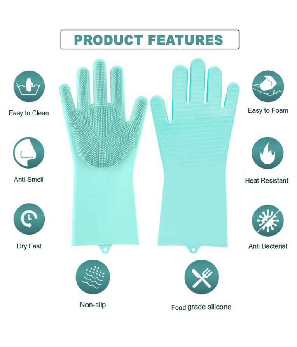 Magic Silicone Dish Washing Gloves Cleaning Gloves Hand Gloves Heat Resistance For Kitchen Dishwashing And Pet Grooming