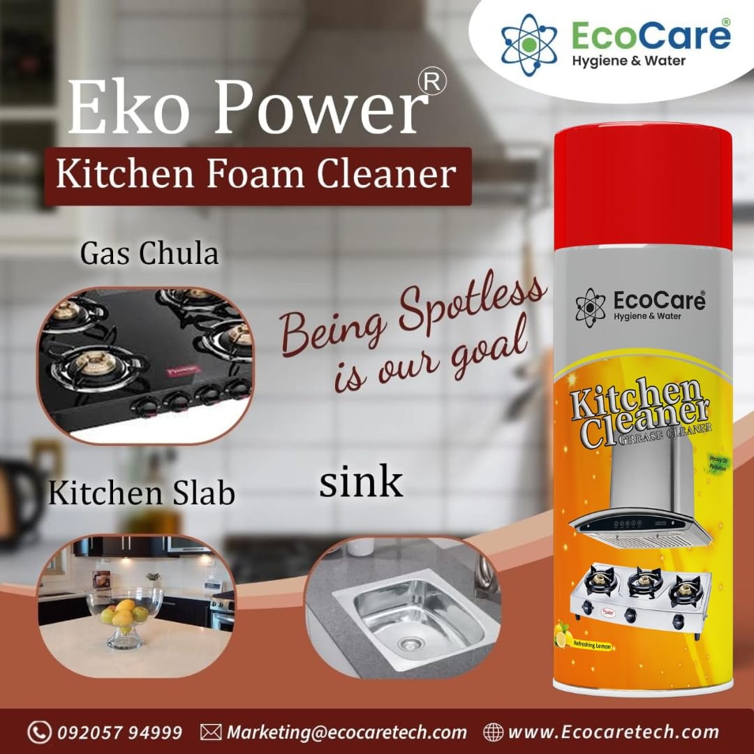 Kitchen Foam Cleaner Spray for All Kitchen Application, Removes Oil Grease n Tough Stains For Chimney, Oven, Gas Stove, Sink, Kitchen Slab n Cabinets 650ml