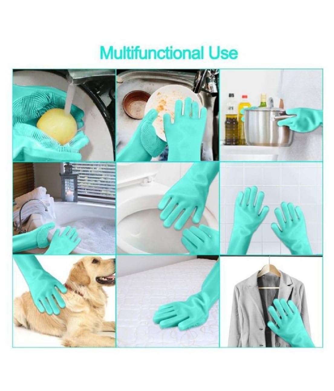 Magic Silicone Dish Washing Gloves Cleaning Gloves Hand Gloves Heat Resistance For Kitchen Dishwashing And Pet Grooming