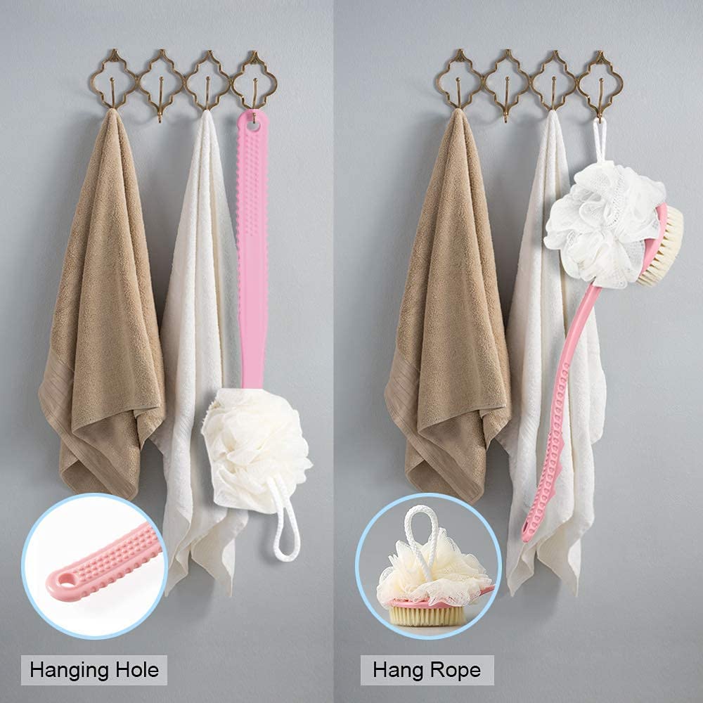 Pack of 2 Pcs 2 IN 1 Back Body Bath Brush with Bristles and Loofah Back Scrubber with Curved Long Handled for Skin Exfoliating Bath, Massage Bristles Suitable for Wet or Men and Women (2 Pcs Combo)