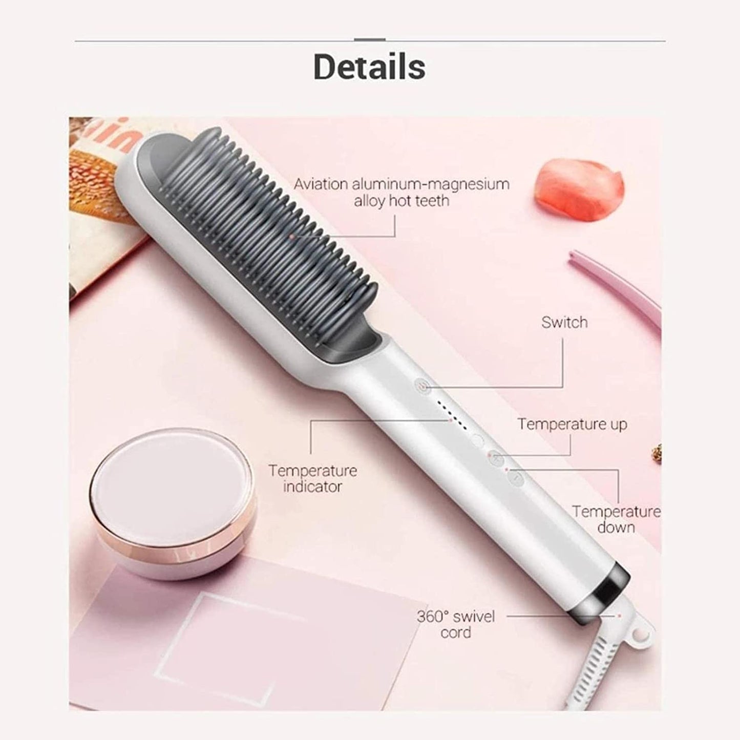 Hair Straightener Comb for Women and Men, Brush Machine PTC Heating Electric with 5 Temperature Control air Straightening Comb
