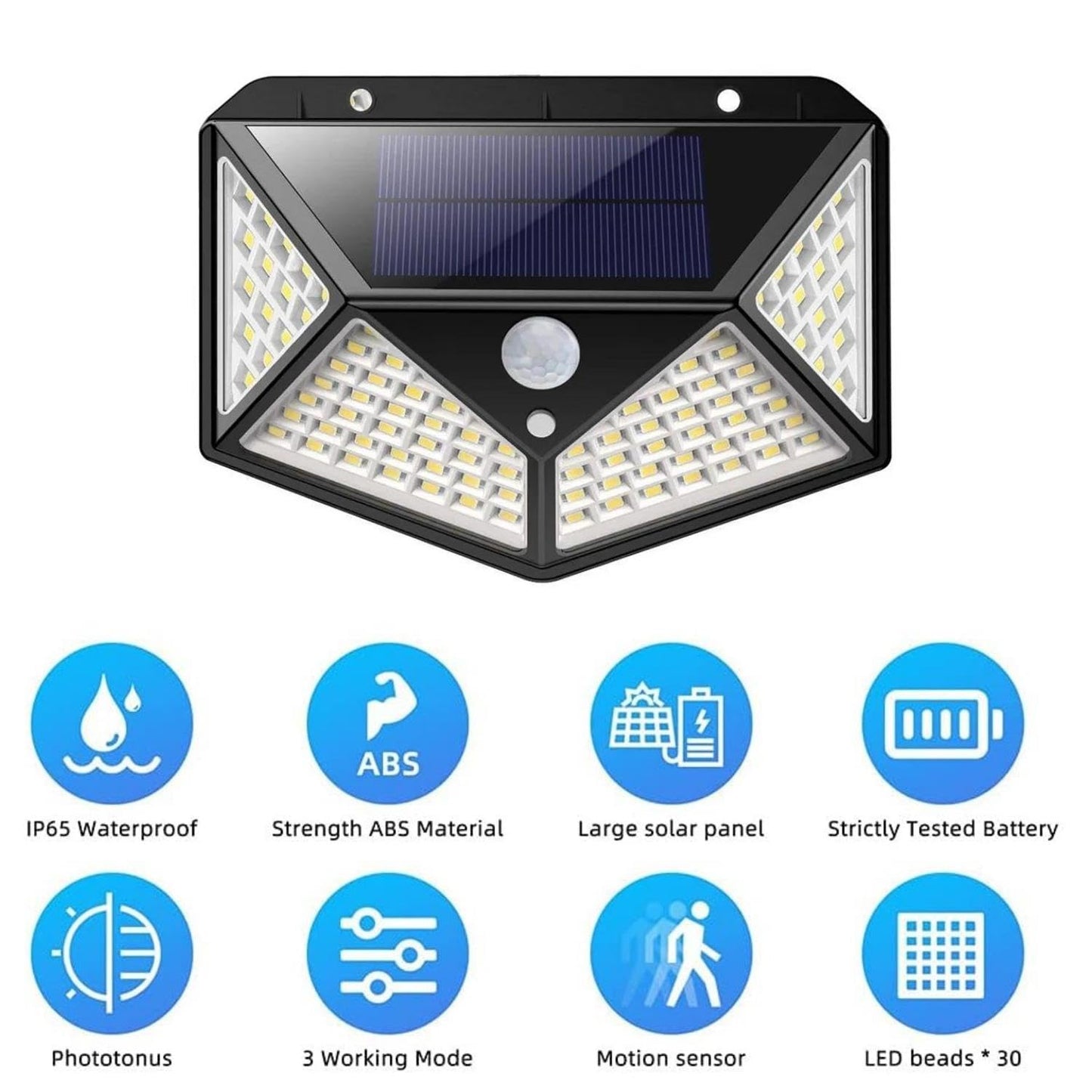 Motion Sensor Solar Garden Lights Outdoor Waterproof, Automatic Solar Powered Wall Lights, Home Security Light for Balcony Terrace Compound Gate Backyard 100 LED