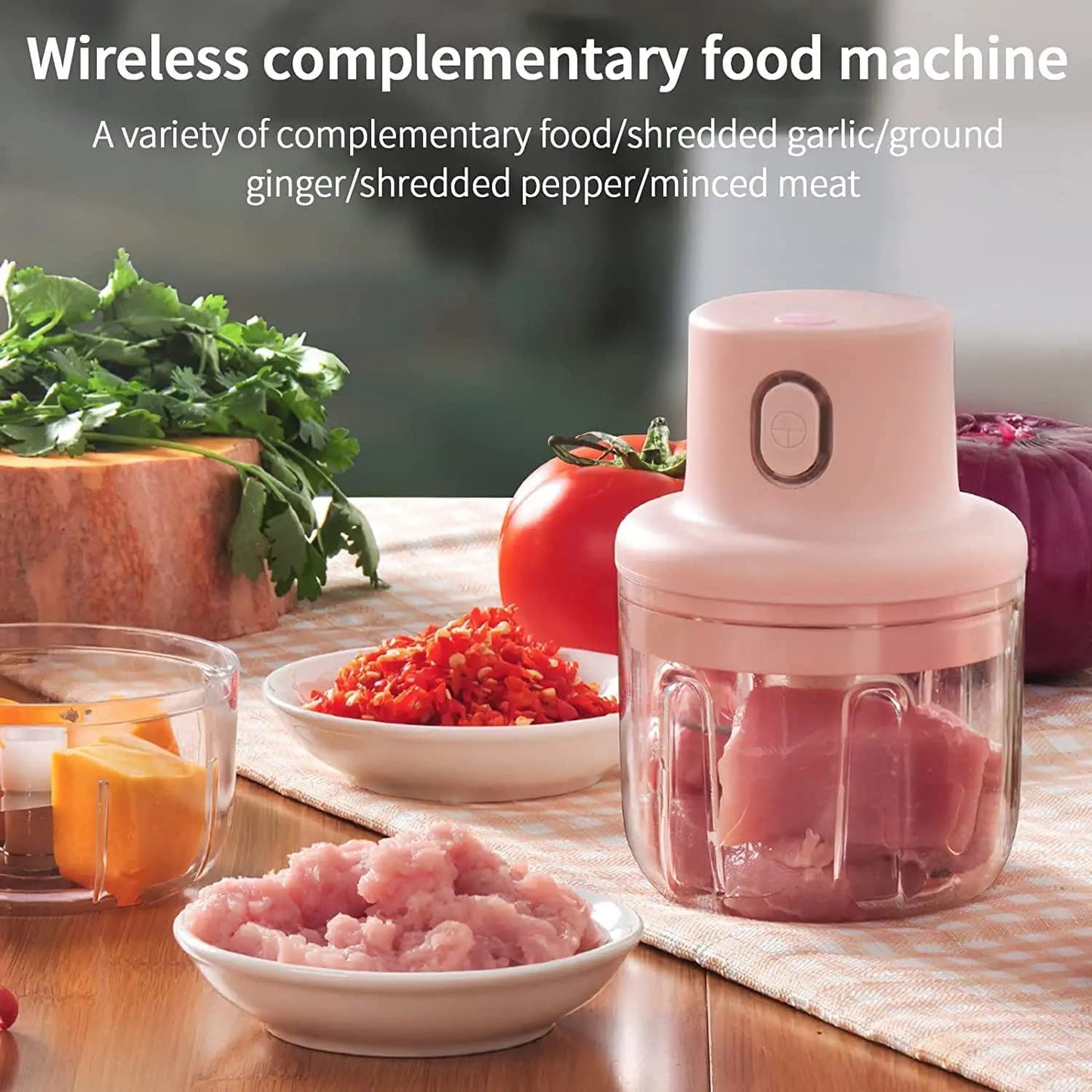 Electric Mini Garlic Chopper Mixer, Fruit Vegetable Cutter Usb Rechargeable Speedy Mini Chopper
