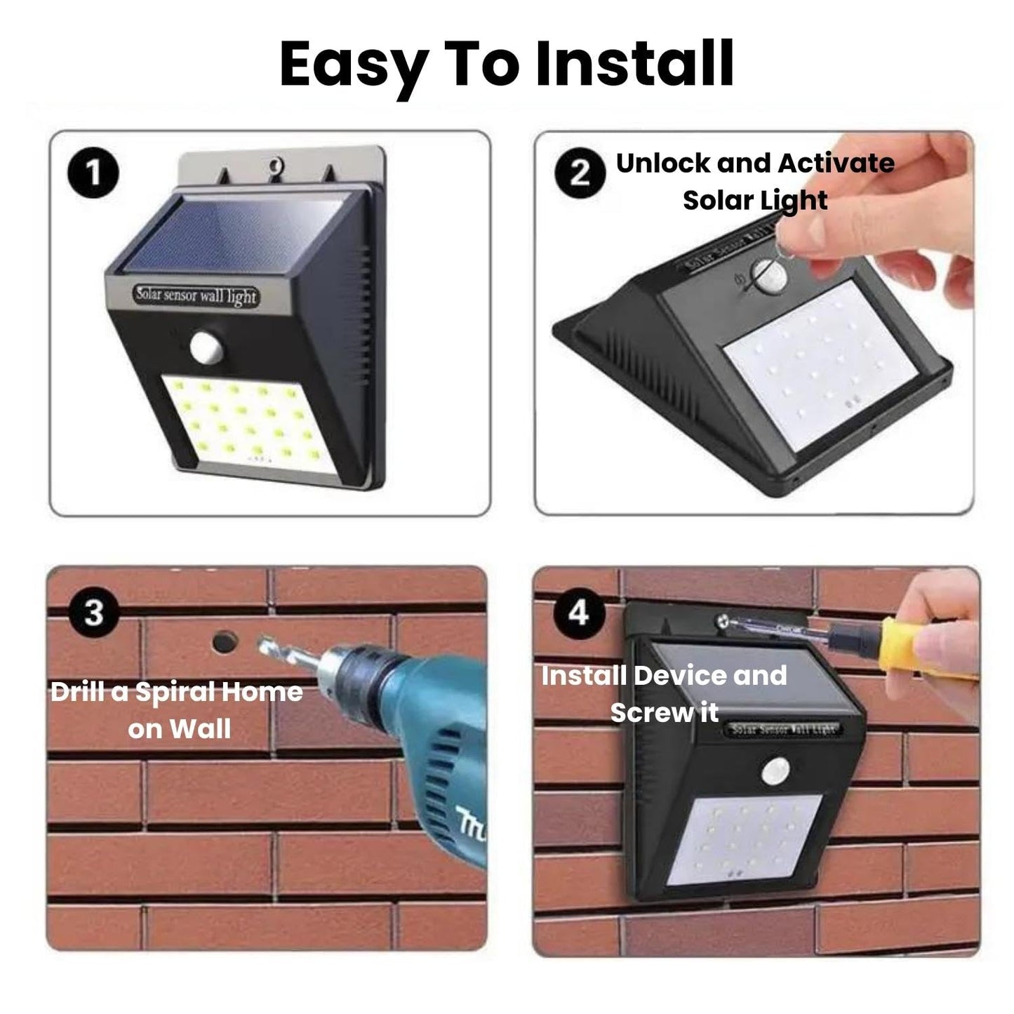 LED Solar Light Motion Sensor Solar Garden Lights Outdoor Waterproof, Automatic Solar Powered Wall Lights, Home Security Light for Balcony Terrace Compound Gate Backyard 20 LED