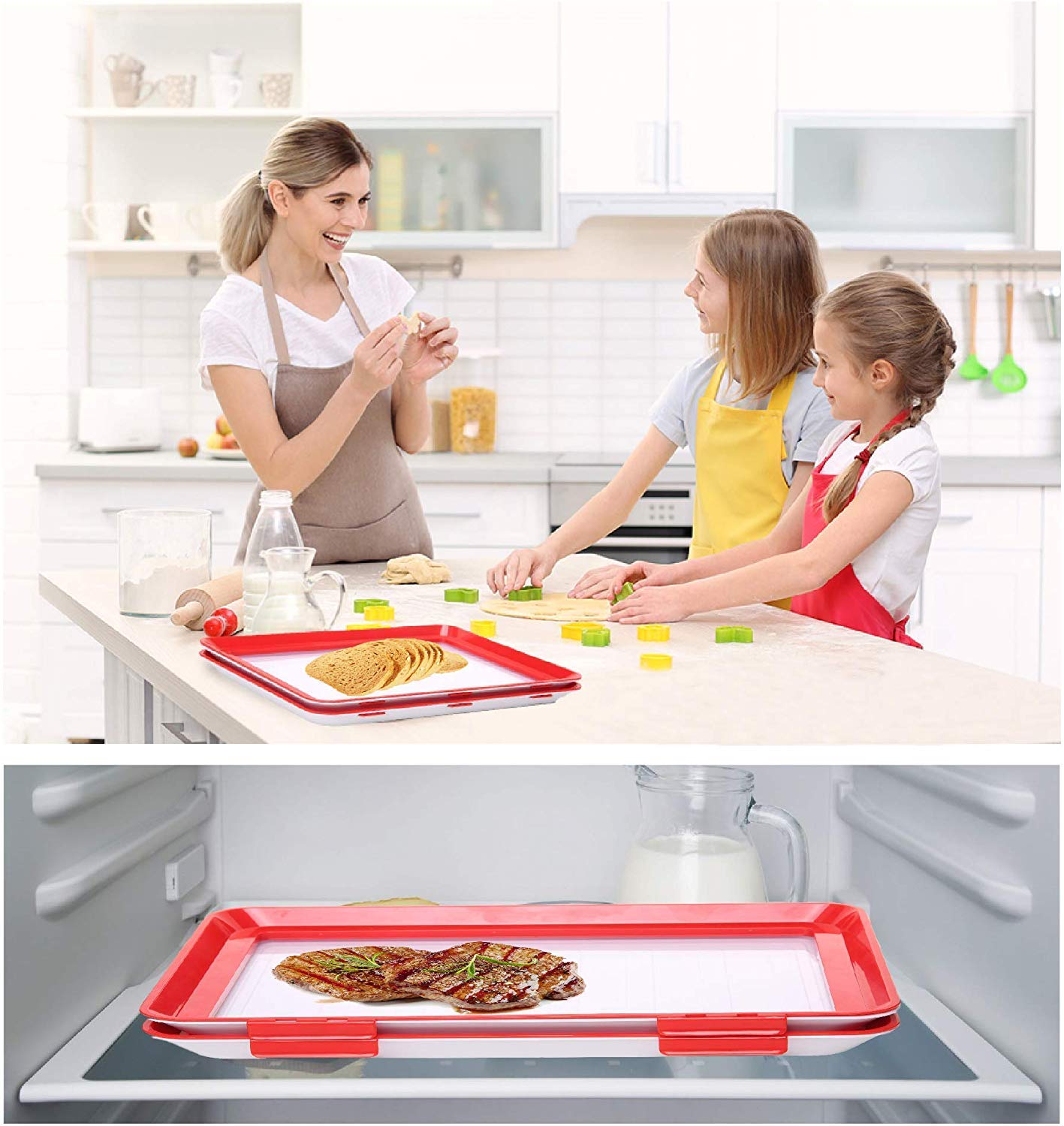 Food Preservation Clever Tray Healthy Food Storage Containers Environmental Elastic Food Vacuum Preservation Tray for Long Food Freshness Preservation