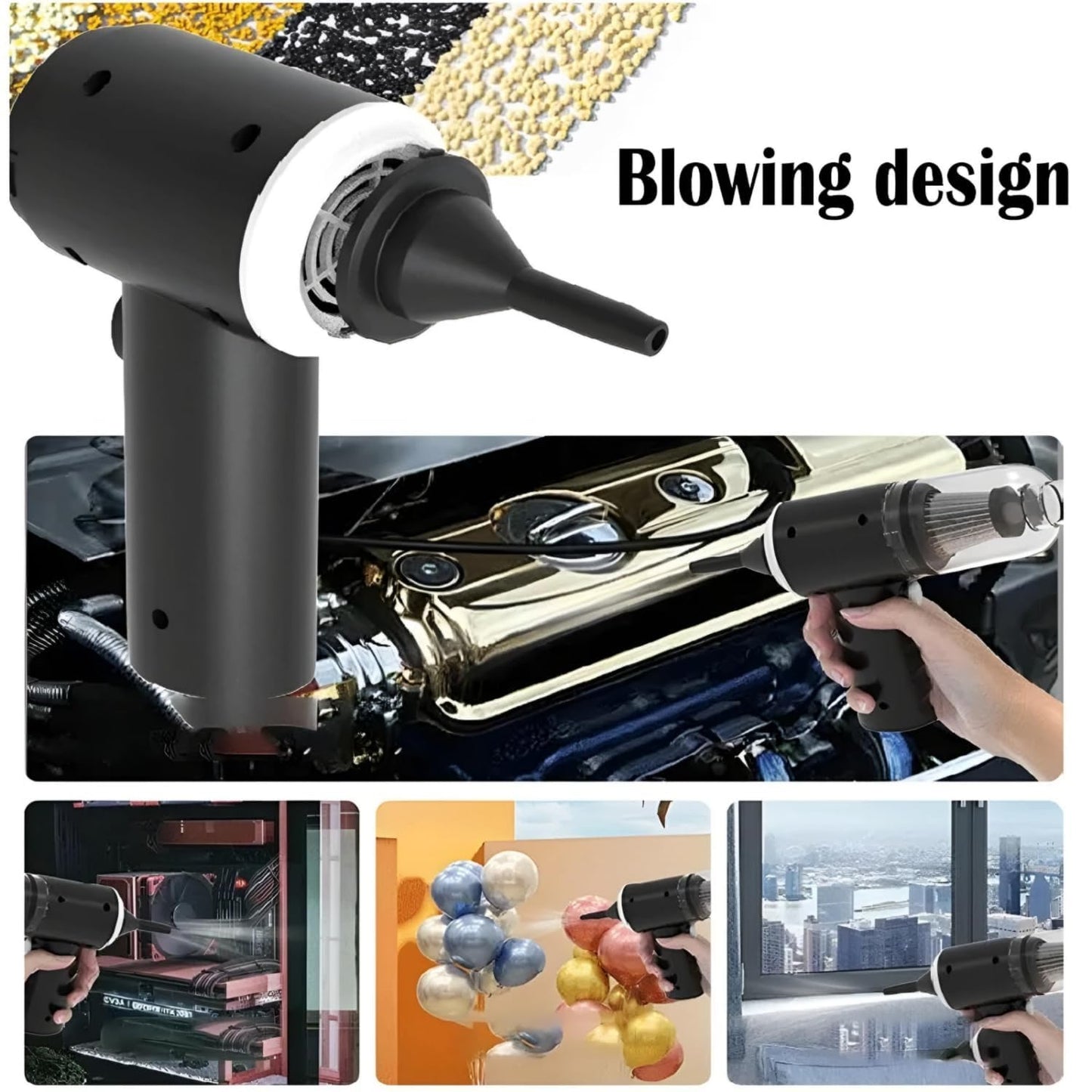 3in1 Portable Car Vacuum Cleaner with Blower, USB Rechargeable Wireless Handheld Car Vacuum Cleaner Traveling, Camping Reusable Portable Rechargeable