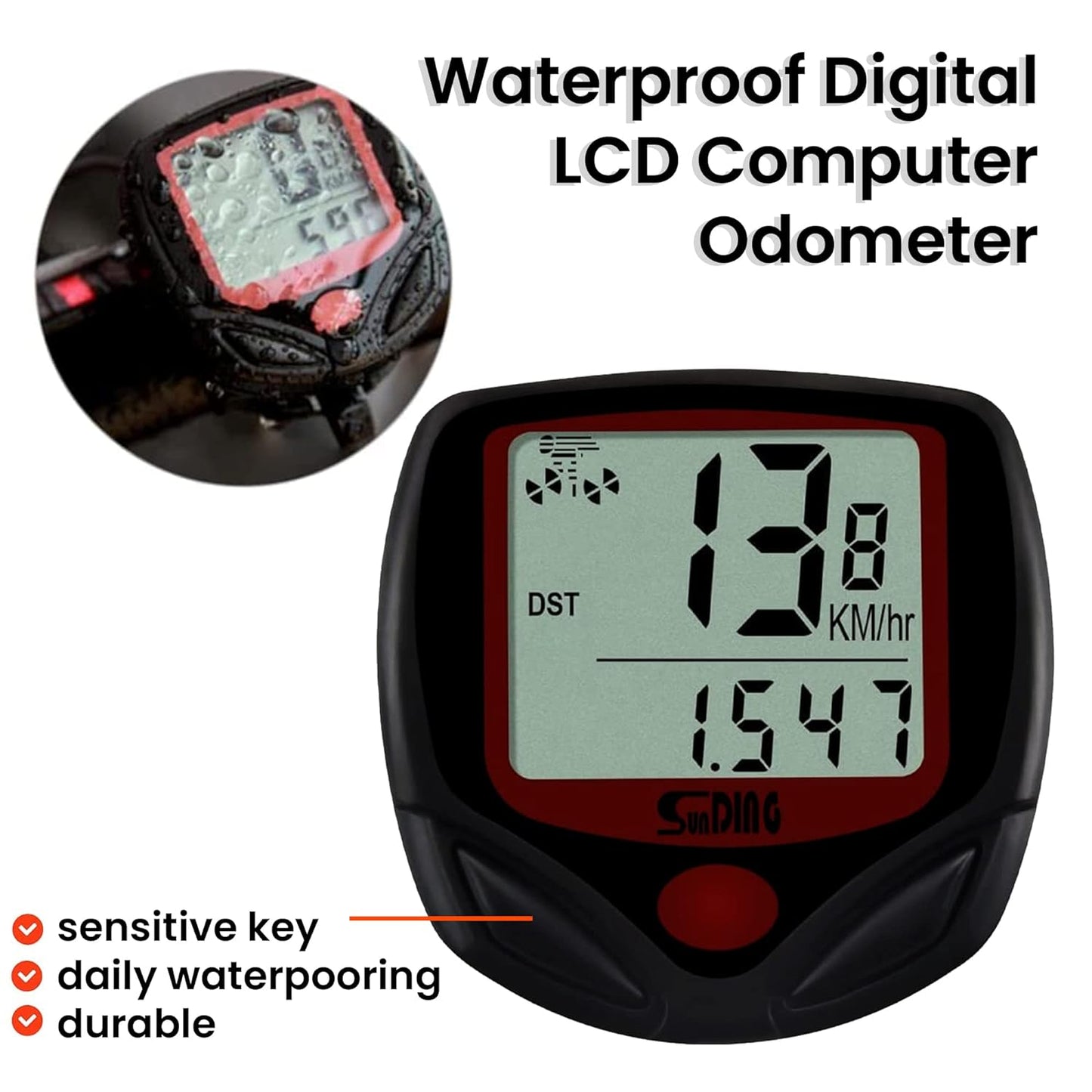 Cycle Speedometer Waterproof Bicycle Odometer 14 in 1 Function Cycle Meter Speed Sensor Wired Cyclocomputer