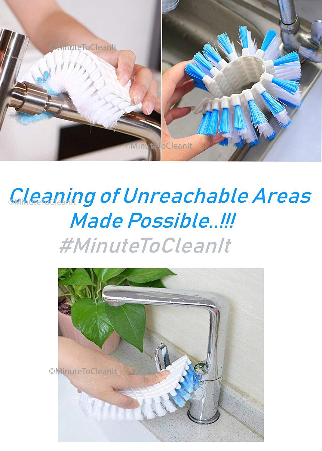 Plastic Multipurpose Flexible Cleaning Brush for Home Kitchen Bathroom Tiles, Floor, Taps, and Cloths Washing (2 Pcs Pack)