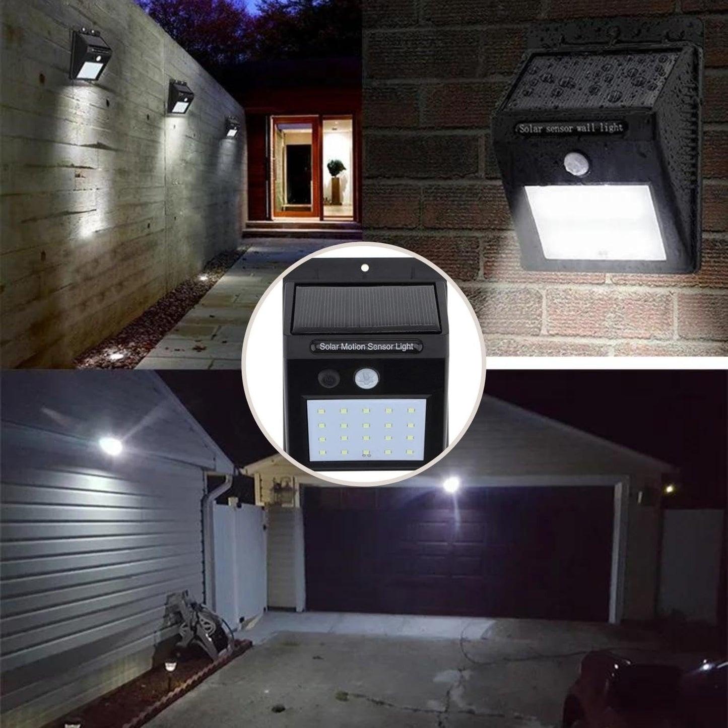 LED Solar Light Motion Sensor Solar Garden Lights Outdoor Waterproof, Automatic Solar Powered Wall Lights, Home Security Light for Balcony Terrace Compound Gate Backyard 20 LED