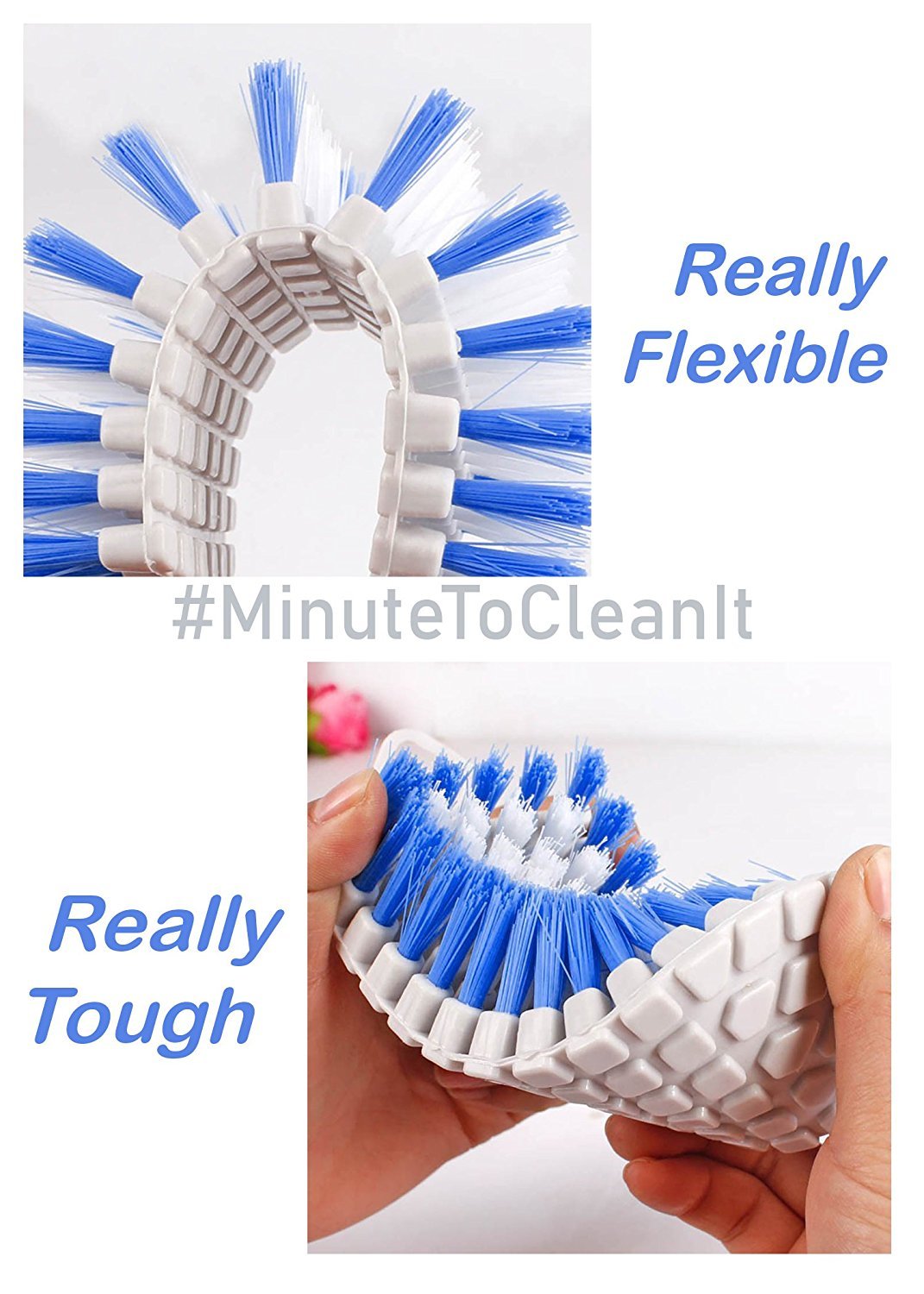 Plastic Multipurpose Flexible Cleaning Brush for Home Kitchen Bathroom Tiles, Floor, Taps, and Cloths Washing (2 Pcs Pack)