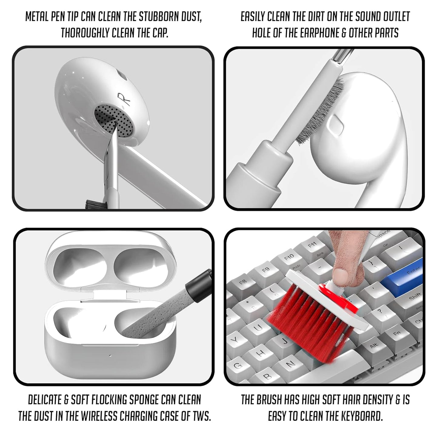 5 in 1 Multi Function Laptop Cleaning Brush Keyboard Cleaning kit, Gadget Cleaning kit Gap Duster Key-Cap Puller for Laptop, Keyboard and Earphones