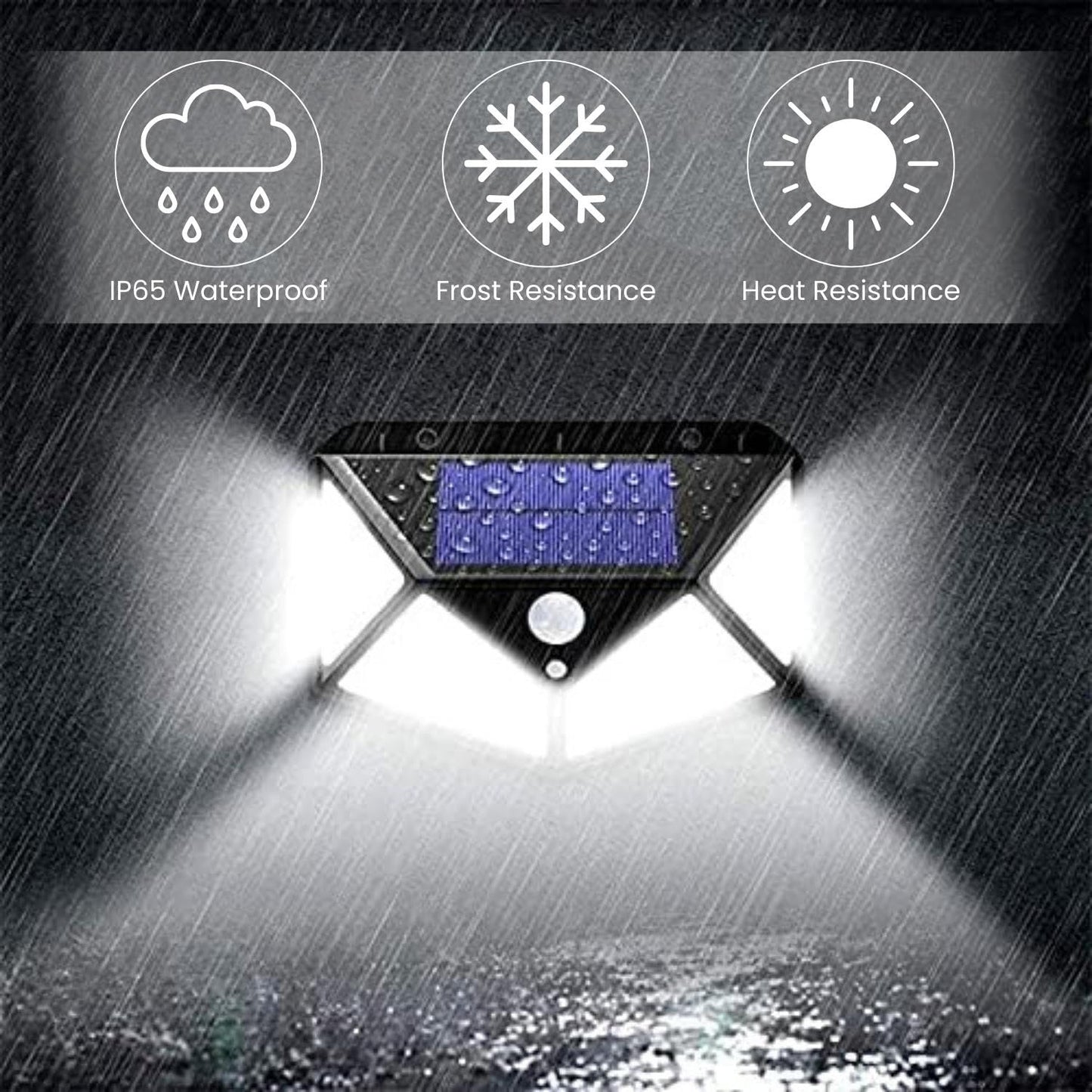 Motion Sensor Solar Garden Lights Outdoor Waterproof, Automatic Solar Powered Wall Lights, Home Security Light for Balcony Terrace Compound Gate Backyard 100 LED