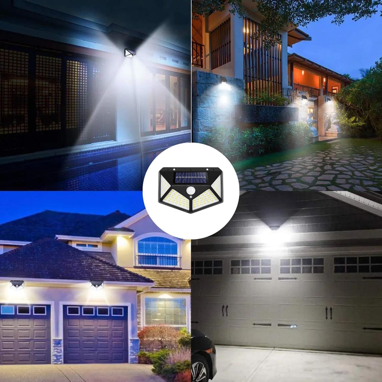 Motion Sensor Solar Garden Lights Outdoor Waterproof, Automatic Solar Powered Wall Lights, Home Security Light for Balcony Terrace Compound Gate Backyard 100 LED