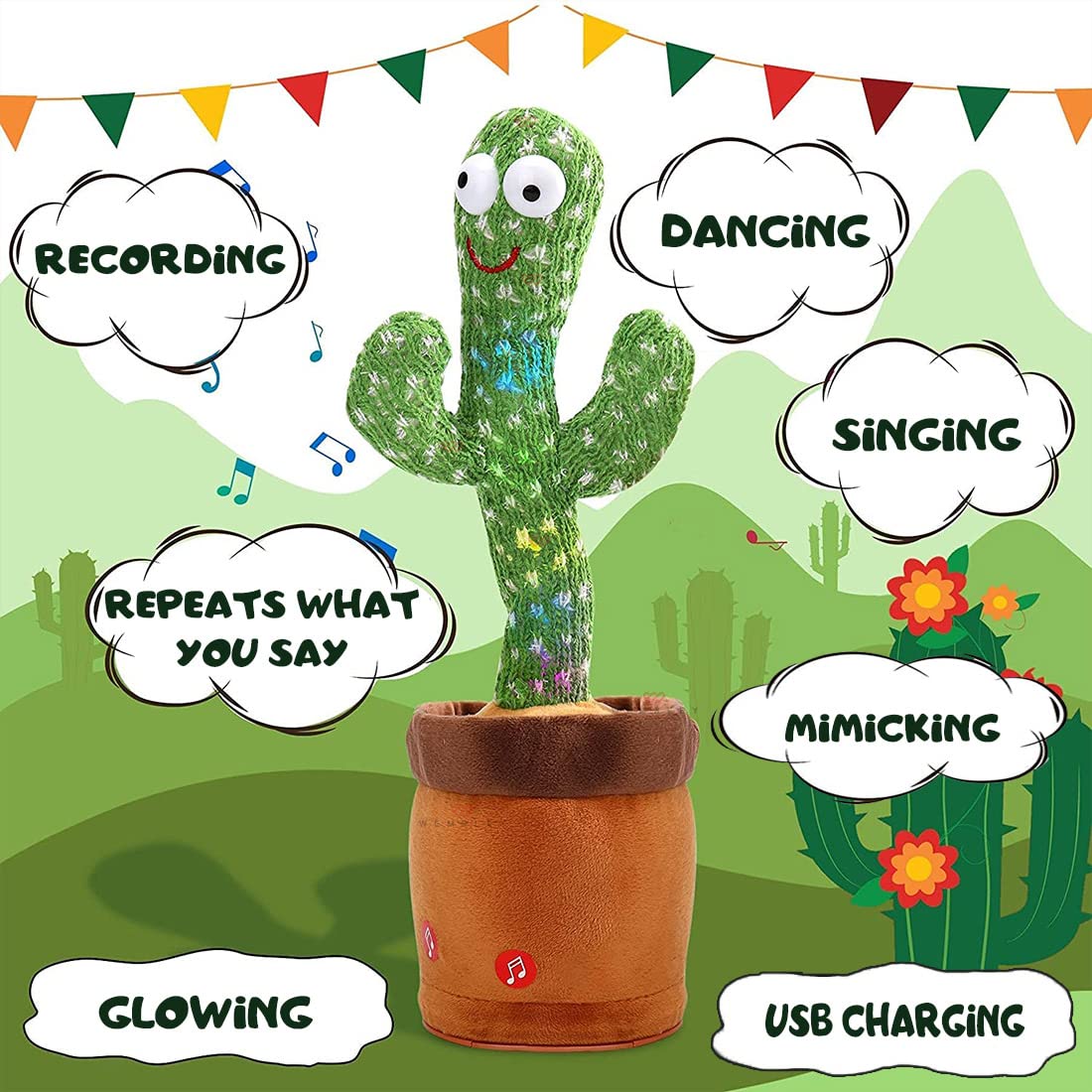 Talking Cactus For Kids Dancing Cactus Toys Can Sing Wriggle Singing Recording Repeat What You Say Funny Education Toys Playing Home Decor Items For Kids