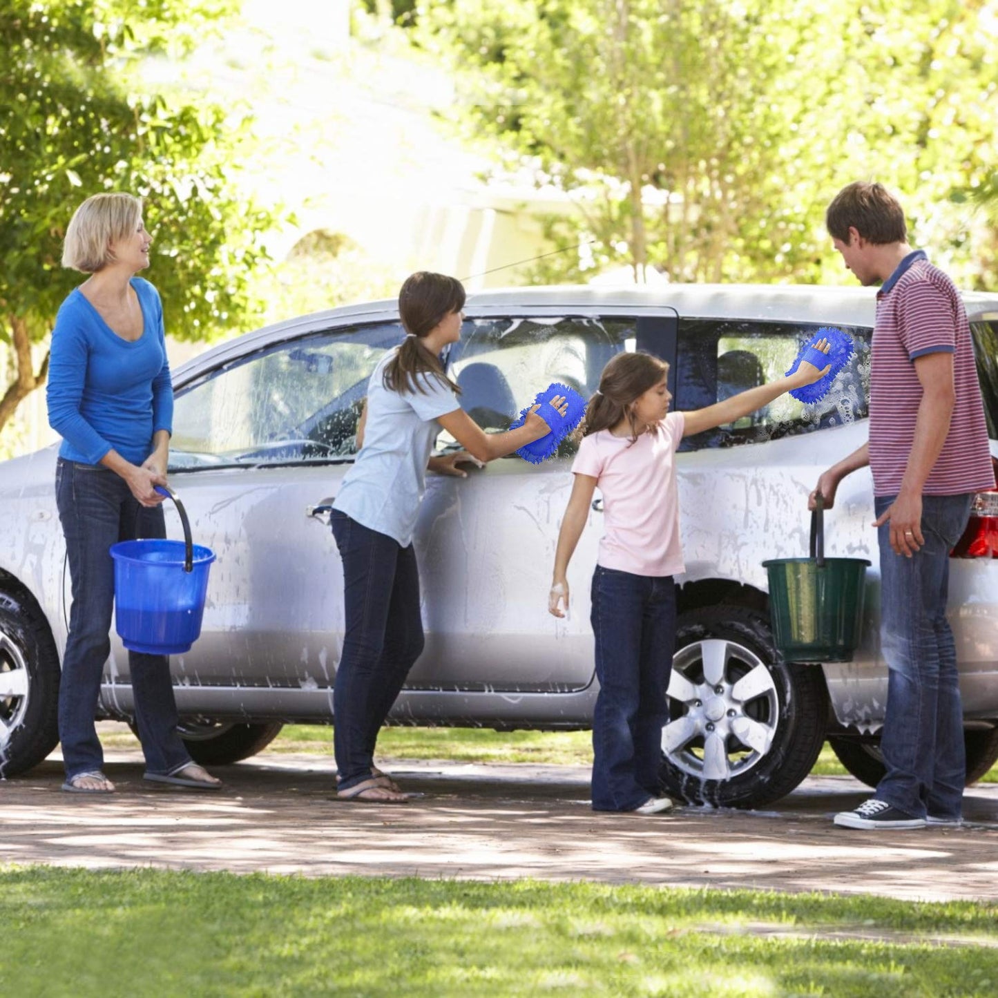 Car Wash Sponge and Mitt Premium Microfiber Scratch-Free Washing Mitten for Auto Exterior Interior Cleaning Care Accessories Lint Free