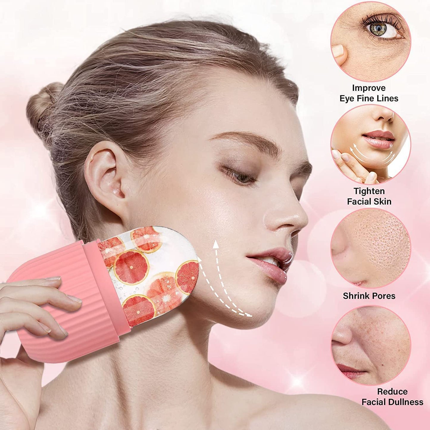Face Stone Jade Roller Massager with Gua Sha Stone And Ice Roller Set Facial Roller 100% Natural Stone Jade Roller For Skin Eye Neck Body Ice Cube Roller Women Men Beauty