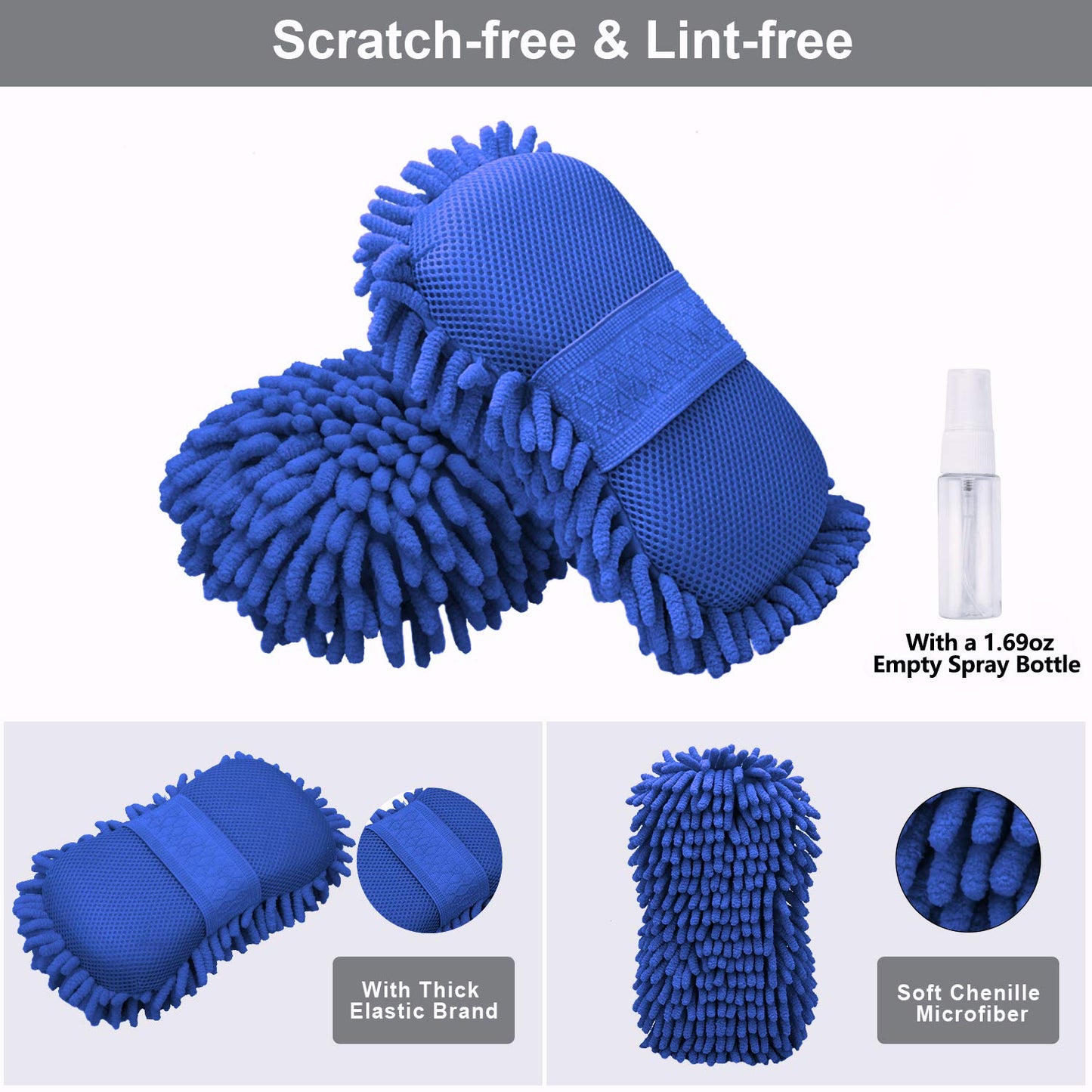 Car Wash Sponge and Mitt Premium Microfiber Scratch-Free Washing Mitten for Auto Exterior Interior Cleaning Care Accessories Lint Free