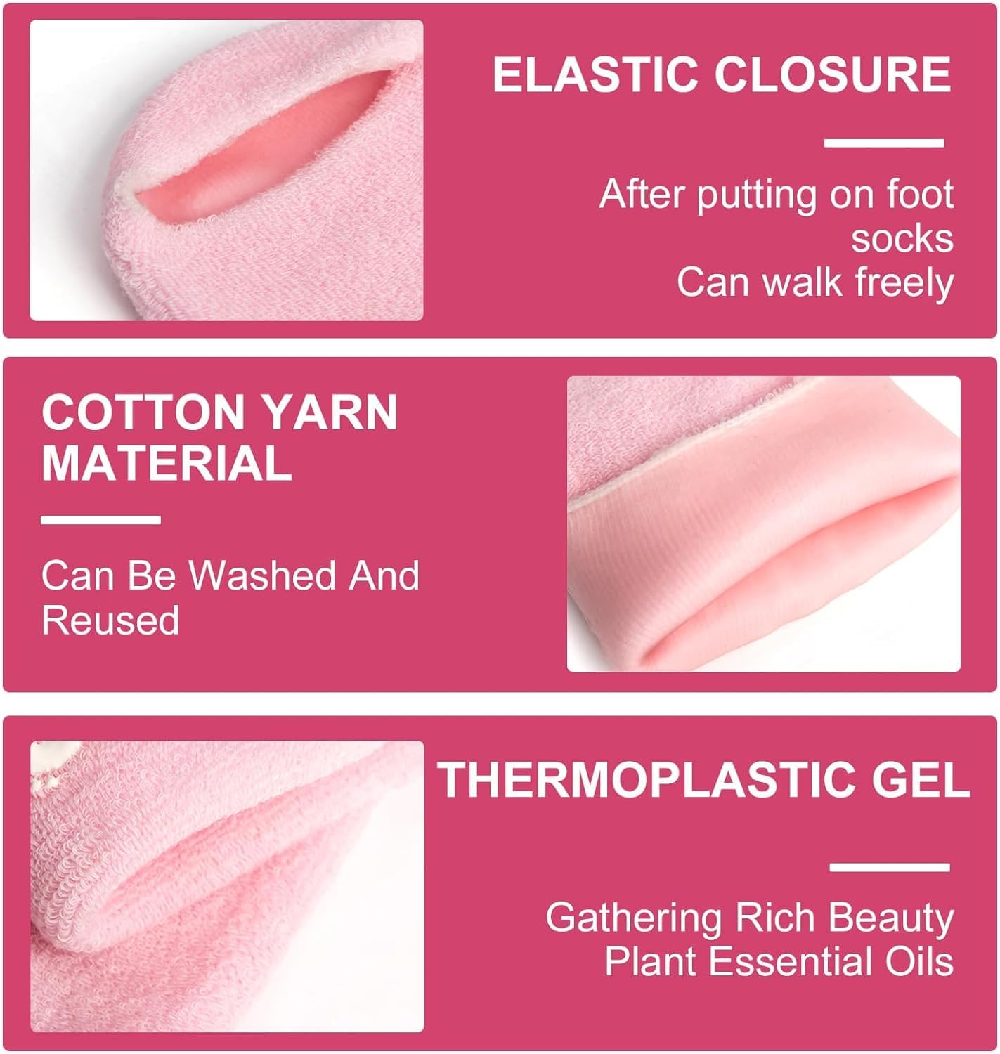 Moisturizing Socks Heel Gel Sock Rough Foot Care Treatment Soft Silicone Gel Lined Infused Lotion Spa Socks Cotton Gel Sleeves for Repairing Softening Dry Cracked Feet Skins