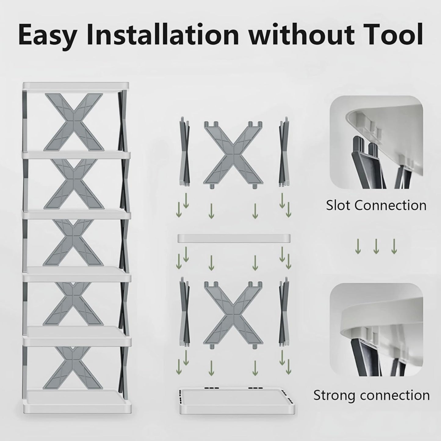 Multi Purpose Stackable Shoe Rack for Home, Stylish Shoe Storage Organizer for Entryway and Bedroom - Easy Assembly Space Saver Stand for Footwear (6 Layer)