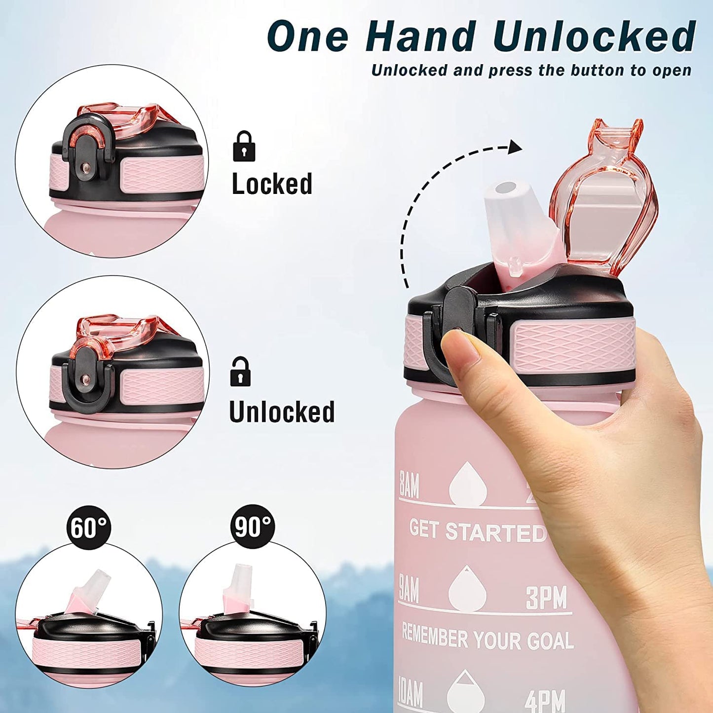 Motivational Water Bottle 1 liter Sipper Bottle For Adults With Time Measurement Non Toxic Water bottle for office,Water bottle for gym