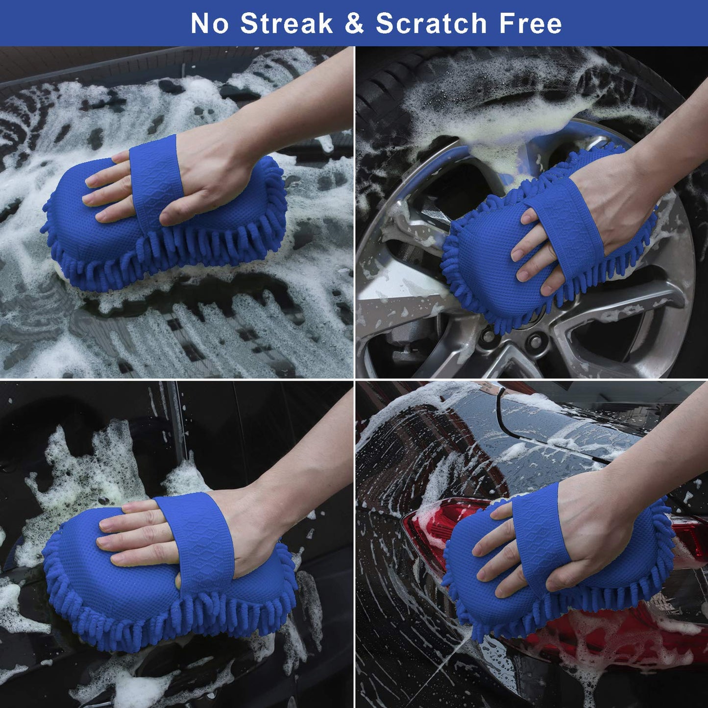 Car Wash Sponge and Mitt Premium Microfiber Scratch-Free Washing Mitten for Auto Exterior Interior Cleaning Care Accessories Lint Free