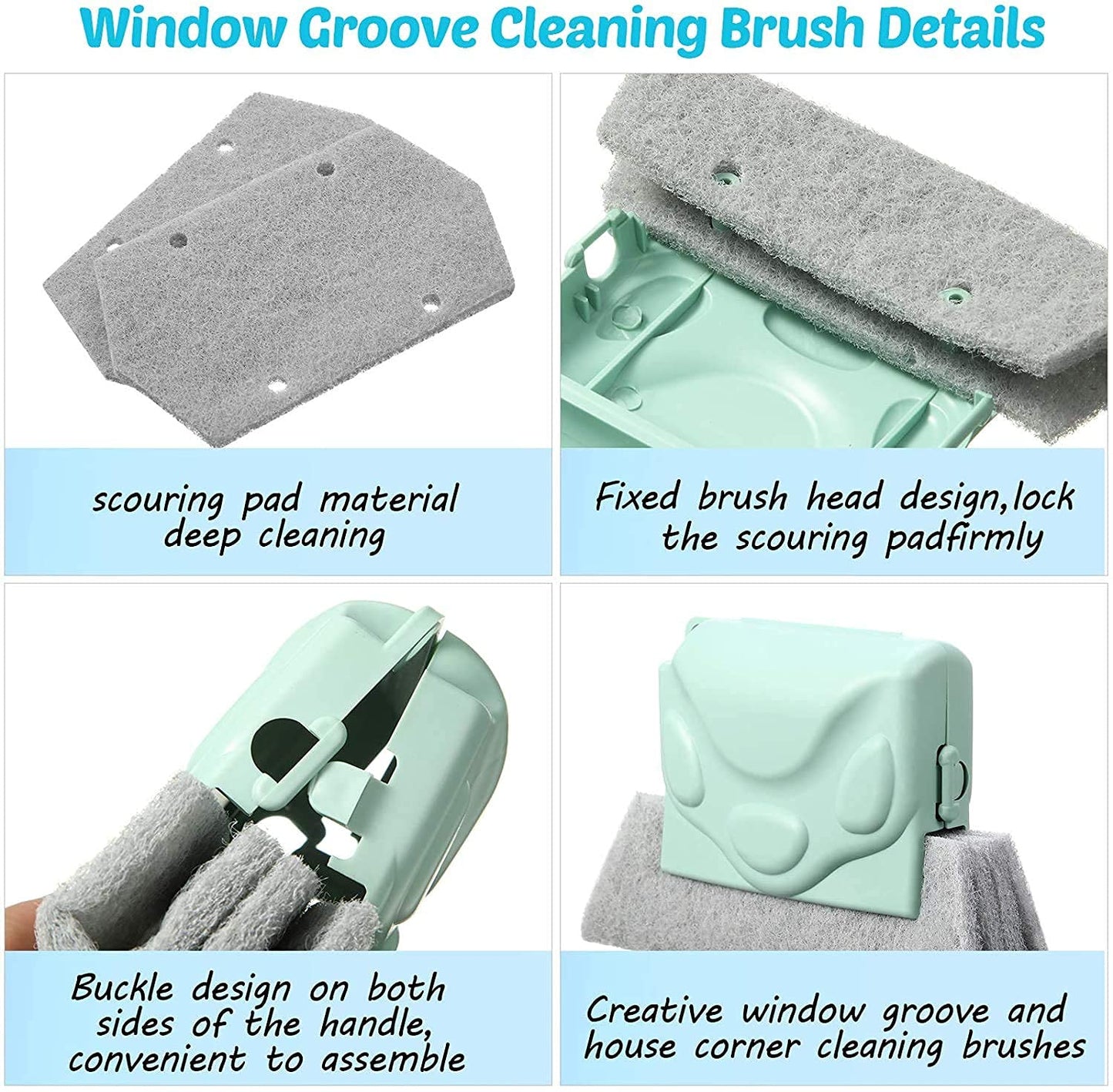 Abs Plastic Creative Window Groove Cleaning Brush, Hand Held Crevice Cleaner Tools Quickly Clean All Window Slides And Gaps (4 Pcs Combo Pack)