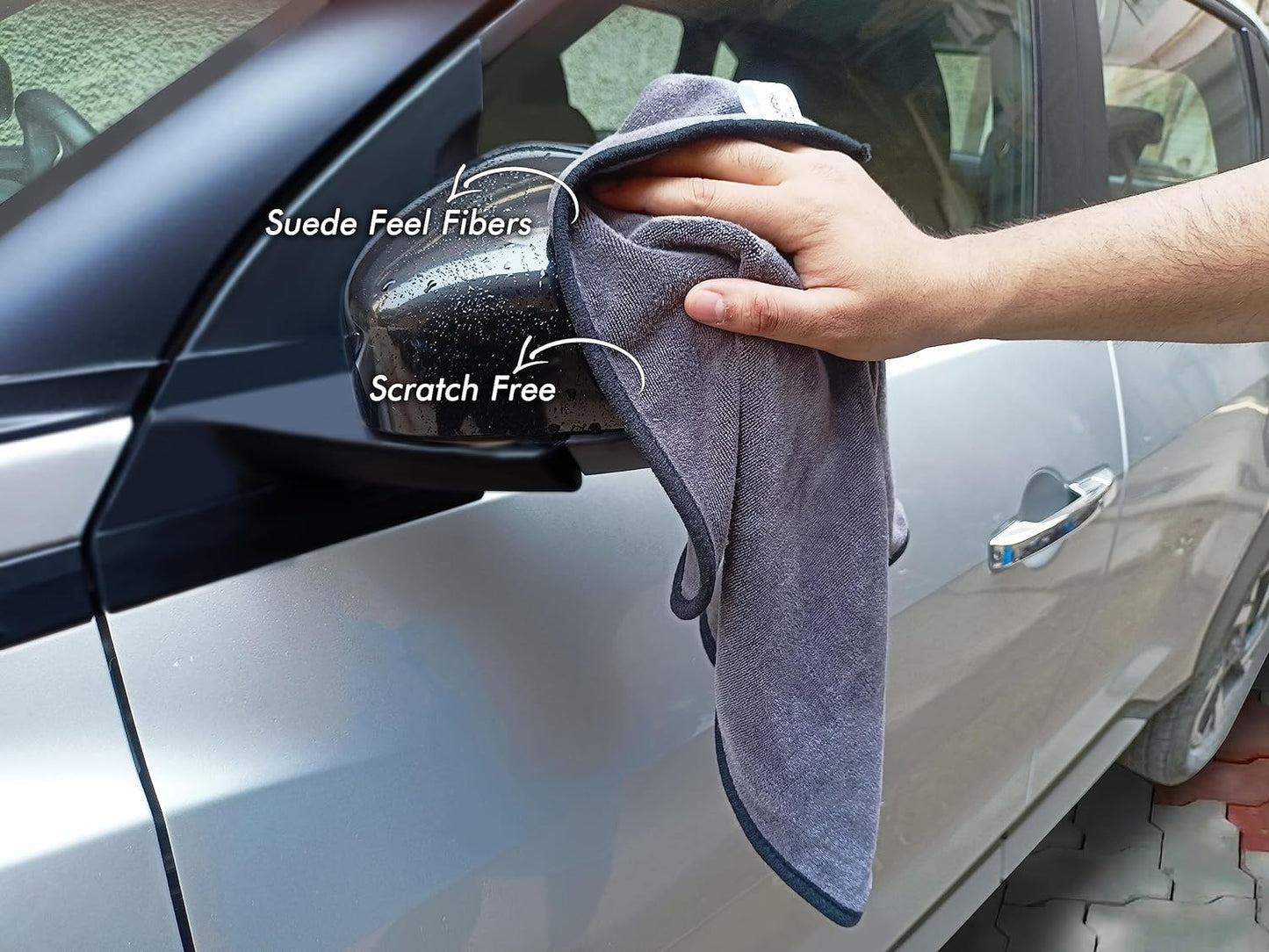 Microfiber Super Absorbent Cloth 500 GSM 40X40 cms Packof 4 Grey! Silk Banded Edge Towel Set Extra Thick Cleaning Cloths Perfect for Bike Auto Cars